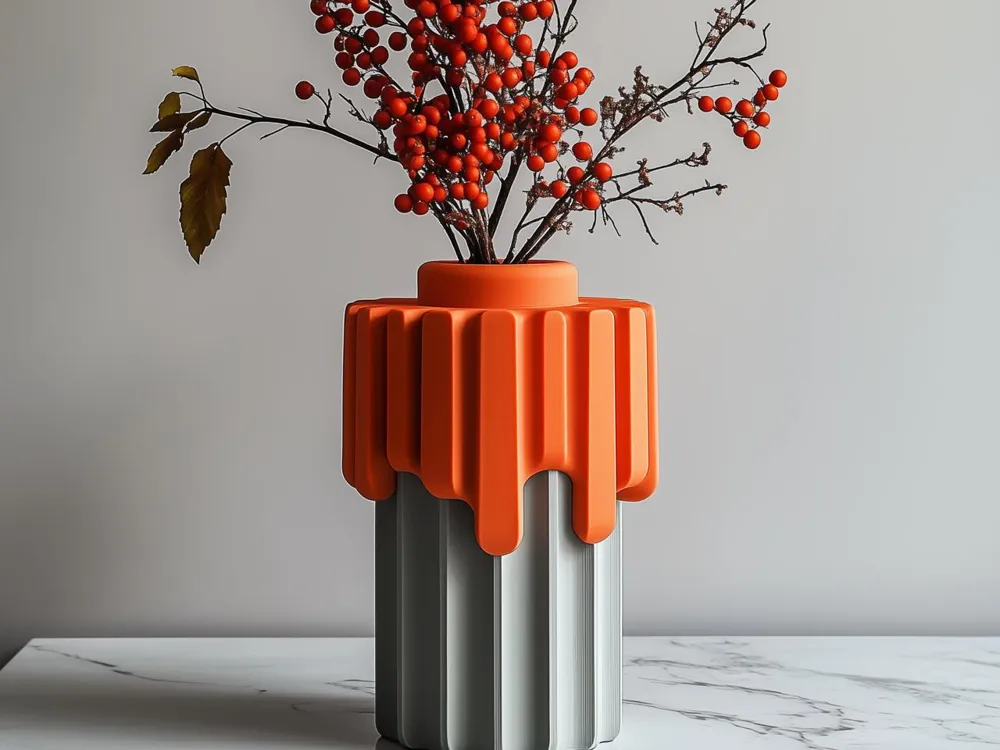 Artistic 3D printed sculpture showcasing layered surface finish